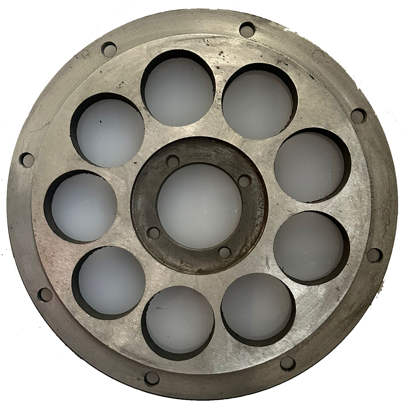 Meyco Piccola 9-port steel wear plate for rotor dry-mix shotcrete machines